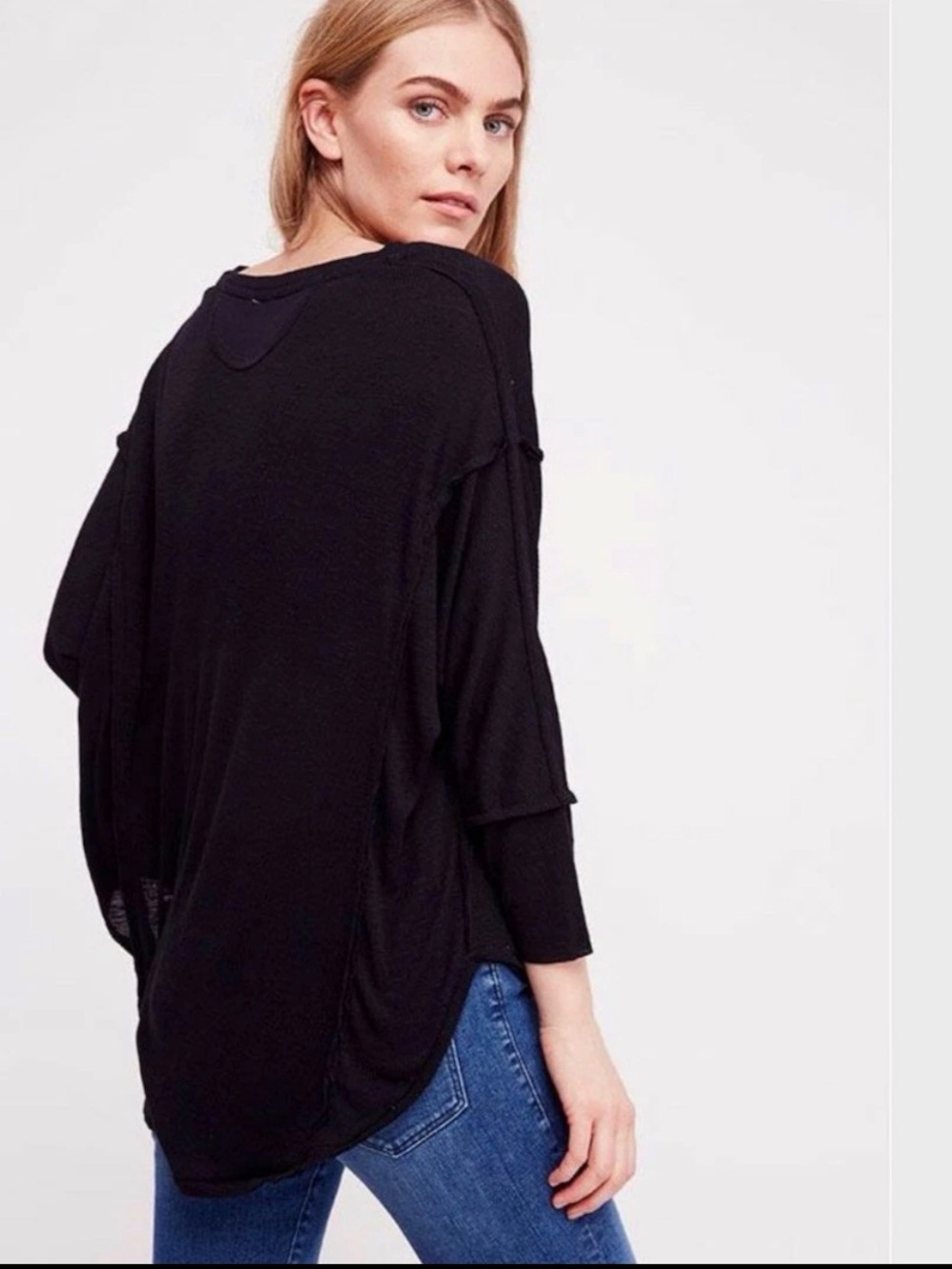 Free People- We The Free Golden Gate Black Oversized Tee